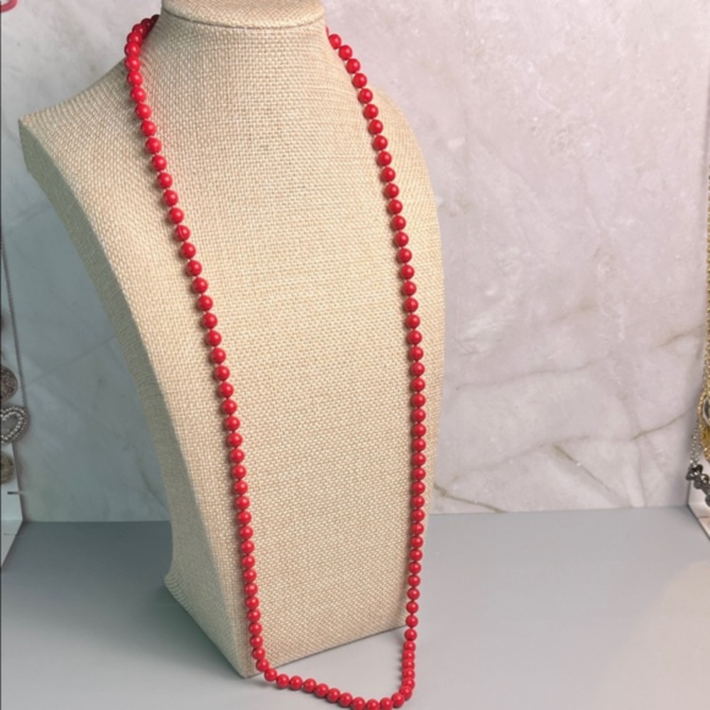 Vintage Ooops a Daisy Red Enamel over Gold Tone Metal 24" Necklace